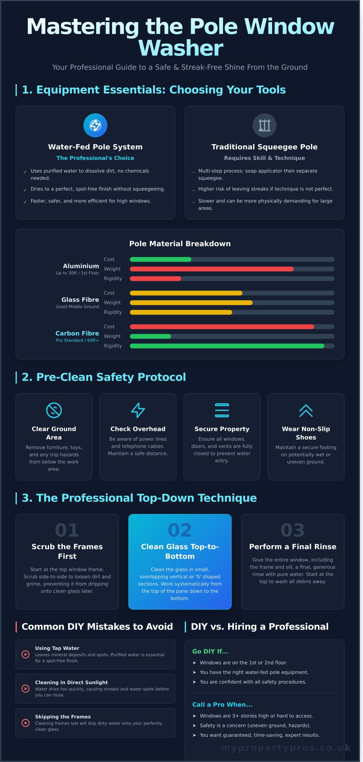 A Guide to Using a Pole Window Washer System Like a Pro - Infographic